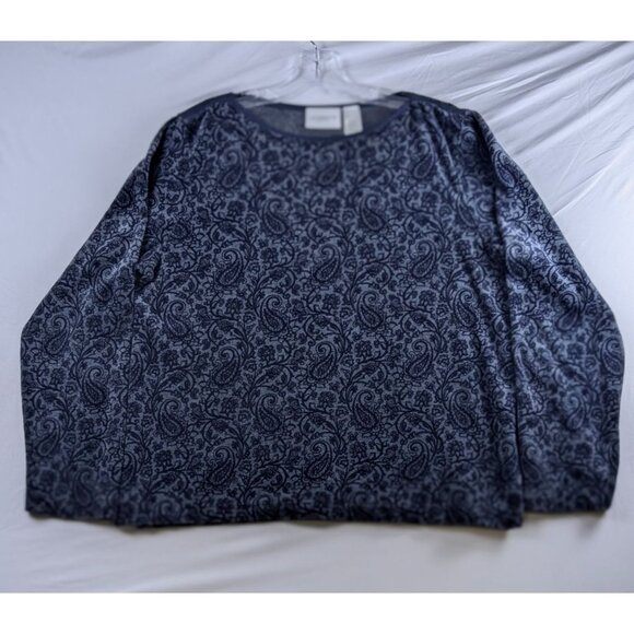 Liz Claiborne Liz & Co. Womens XL Navy Blue Paisley Print Top - Picture 1 of 9